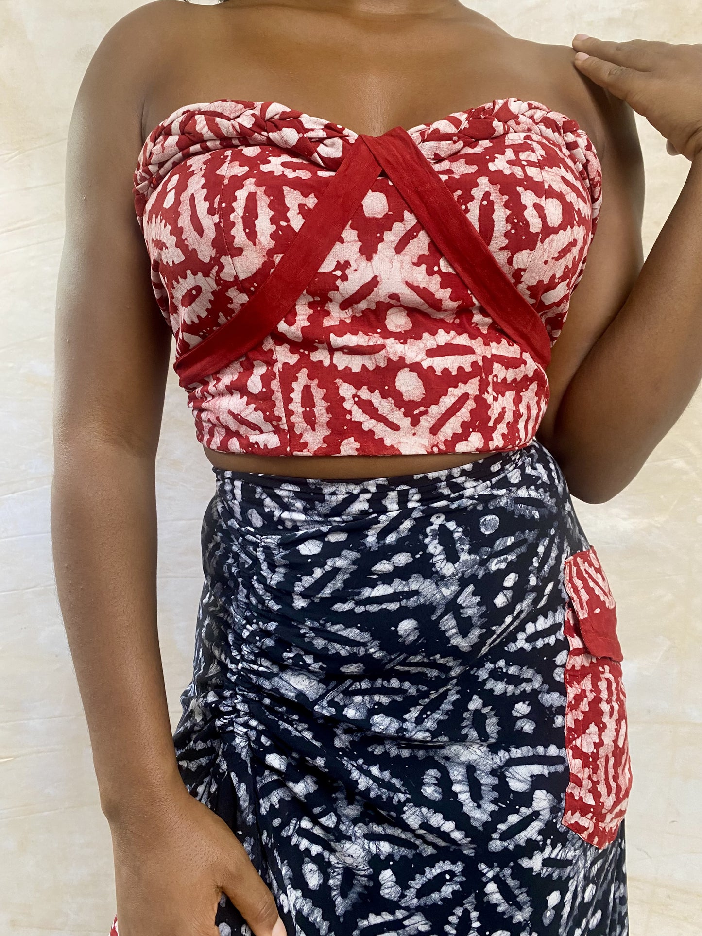 Ifunanya in Red & Black Adire