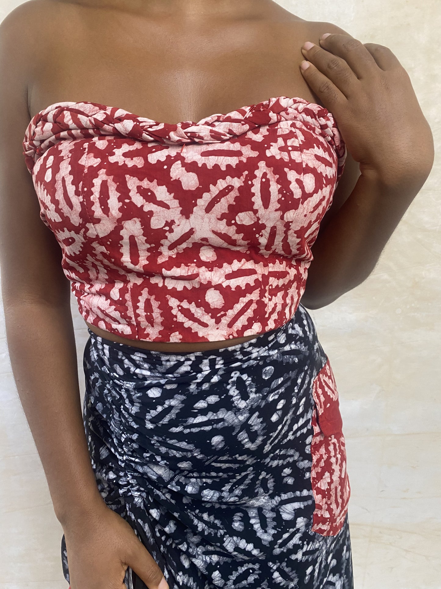 Ifunanya in Red & Black Adire