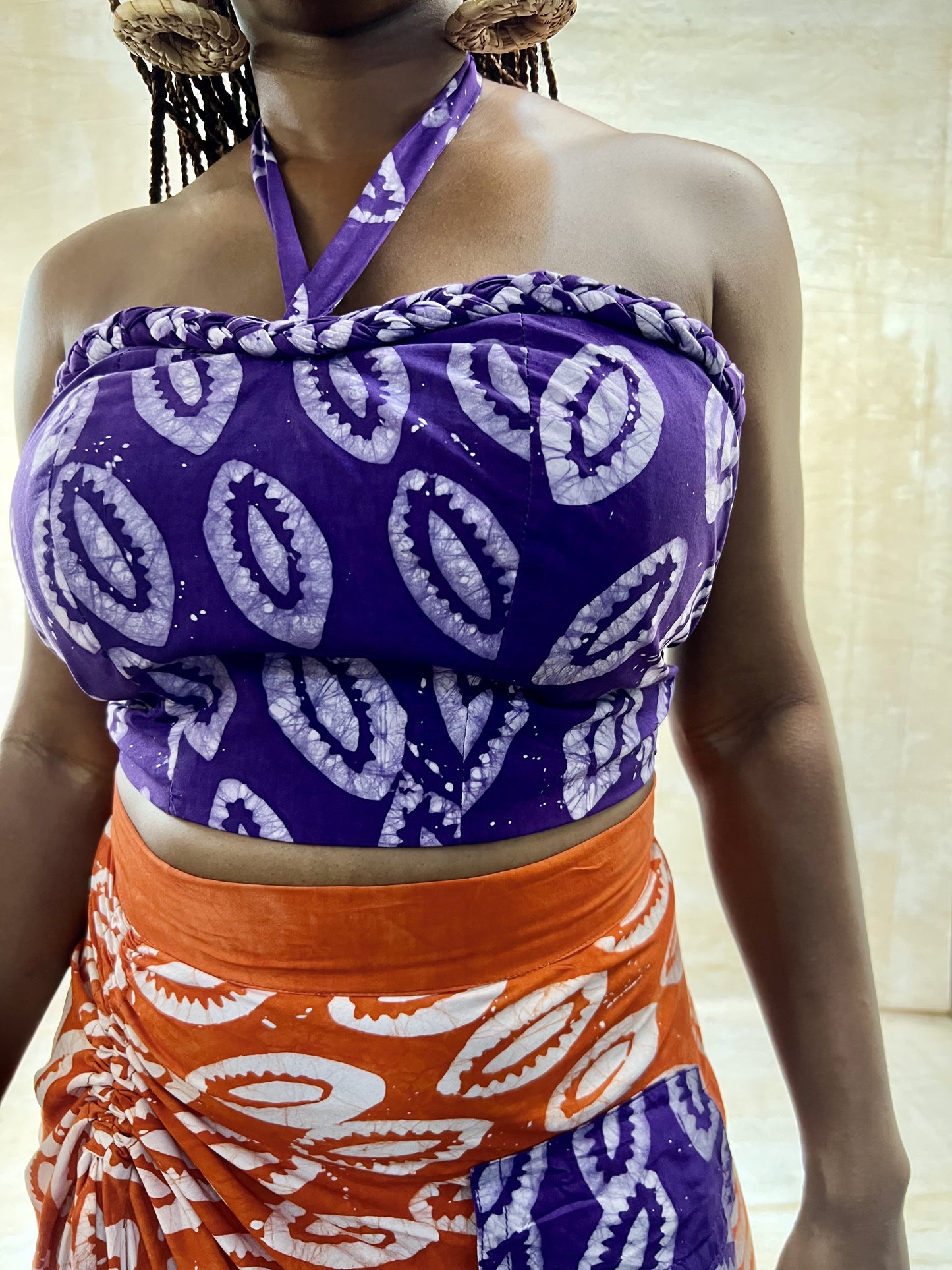 Ifunanya in Orange & Purple Adire