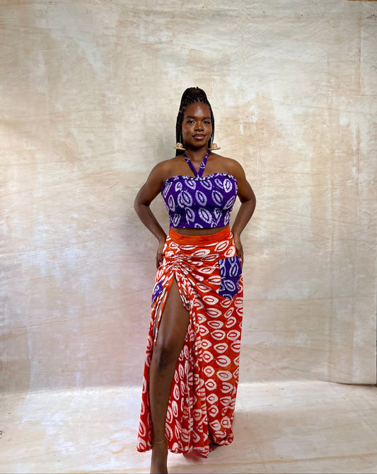 Ifunanya in Orange & Purple Adire