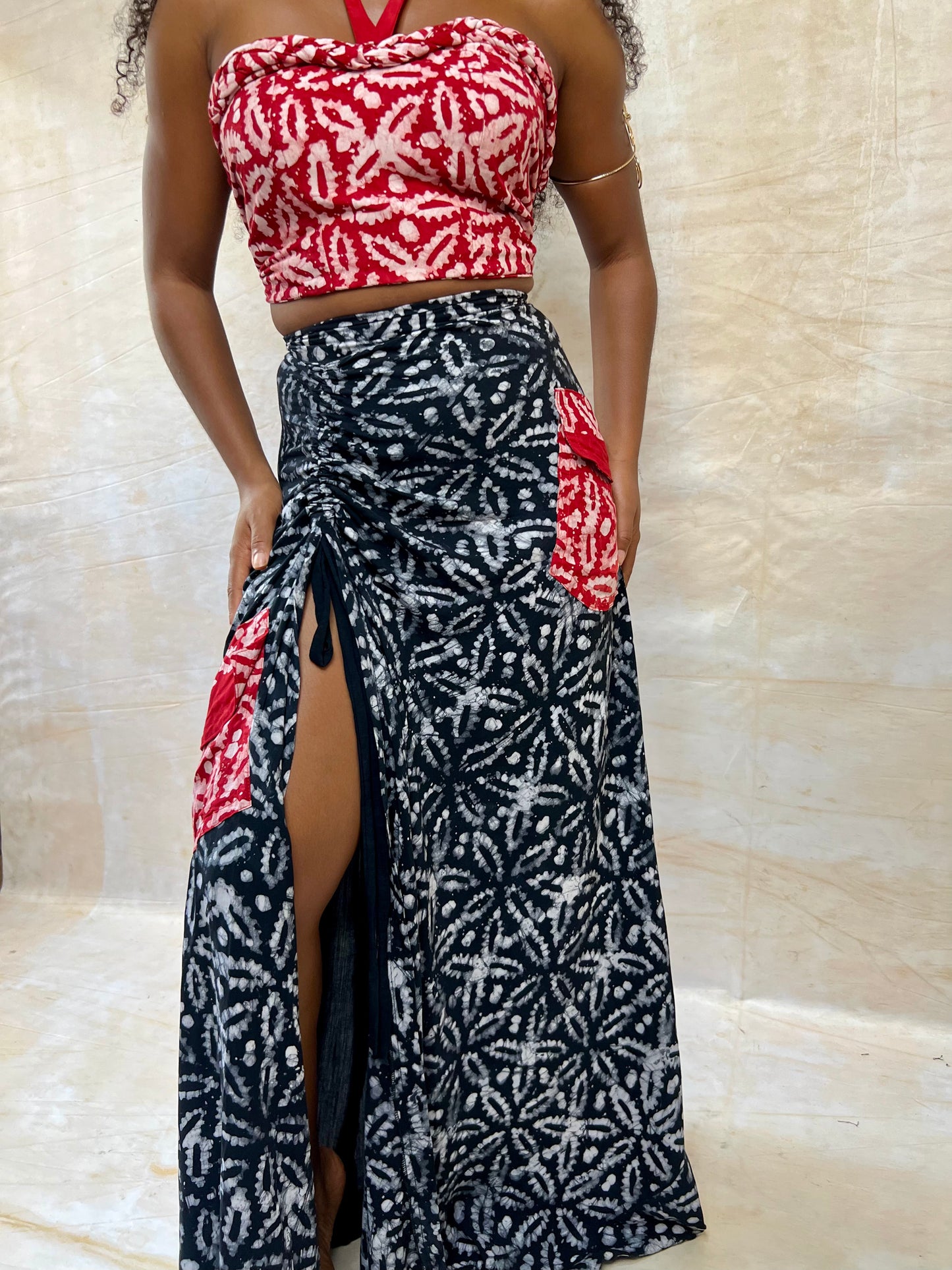 Ifunanya in Red & Black Adire